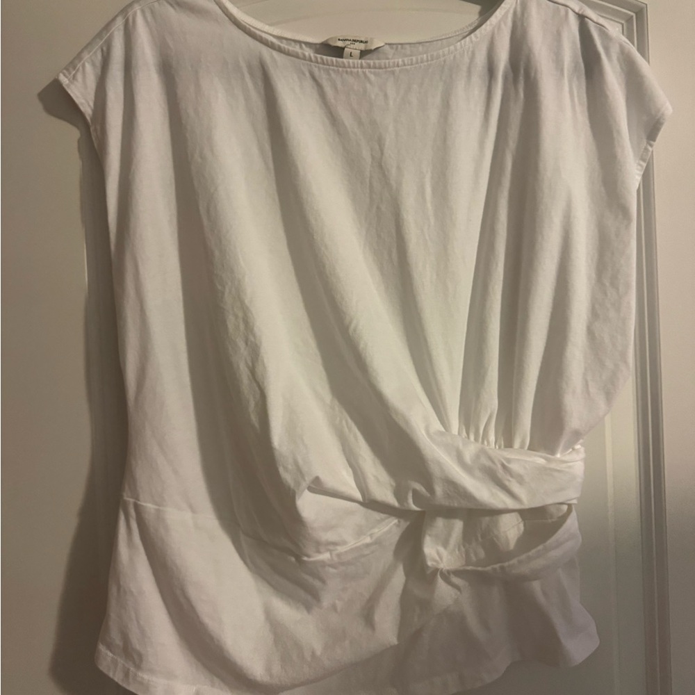 Banana Republic White Draped Blouse